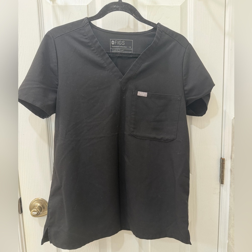 Figs Catarina Black V-Neck Scrub Top